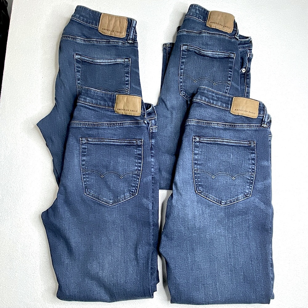 4 PAIRS American Eagle AirFlex+ Slim Straight Men’s 4 Jean BUNDLE Size (33X30) - Picture 3 of 13